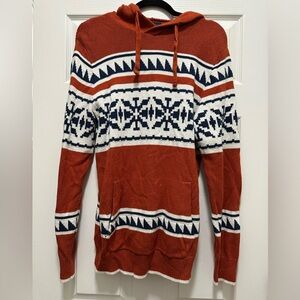 American Eagle Outfitters Terracotta and Navy Hooded Tunic
